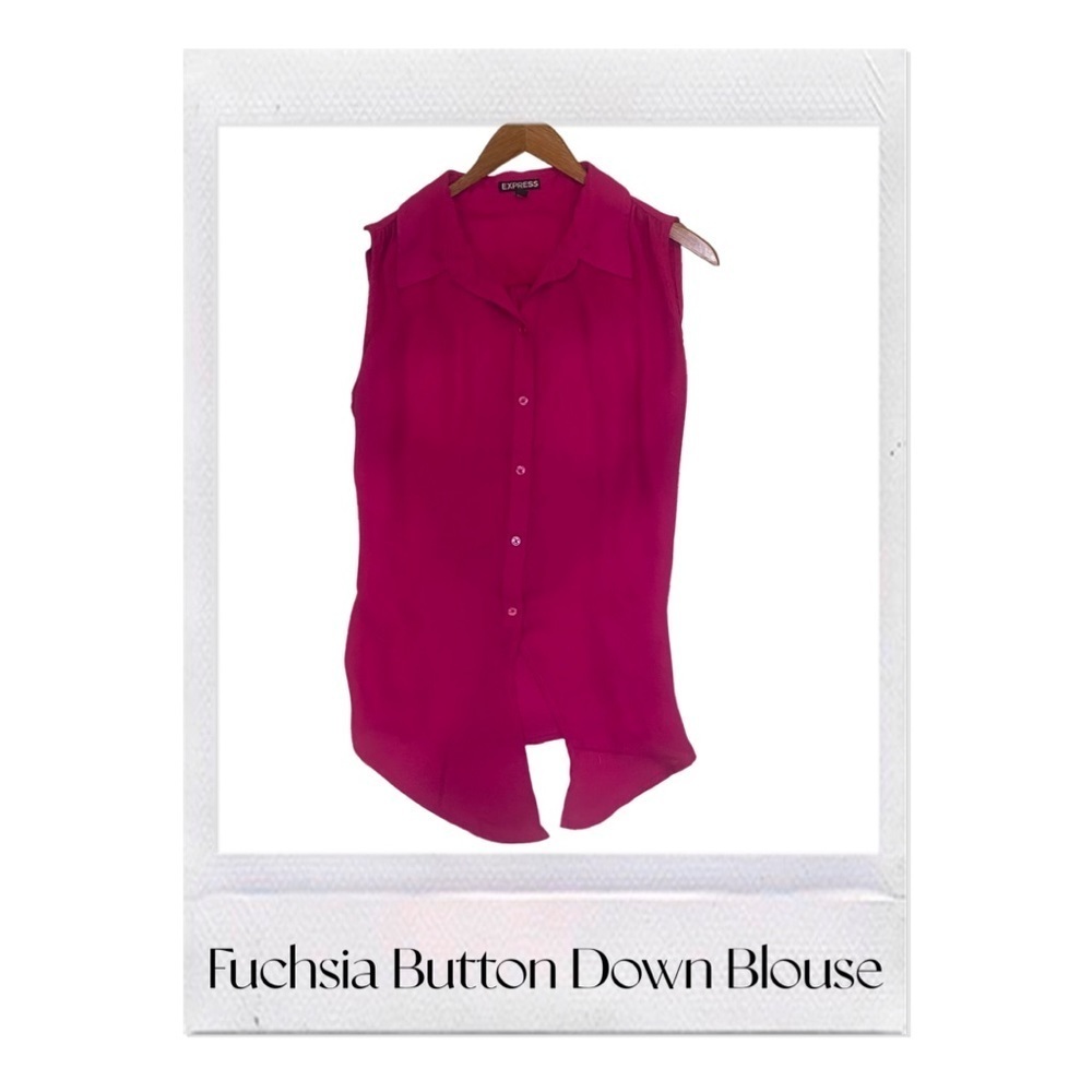 Express Fuchsia Button Down Blouse
